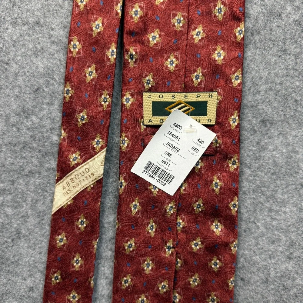 Joseph Abboud Red Geometric Medallion Silk Necktie JADA02 NEW‎